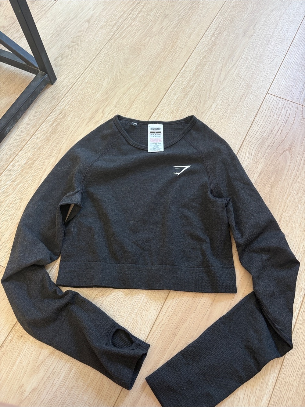 Gymshark Black Cropped Long-Sleeve Training Top